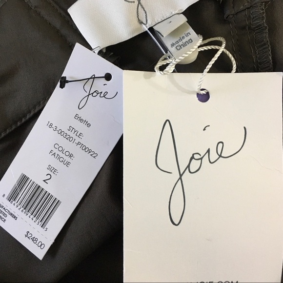 Joie Erlette Ankle Tie Cropped Cargo Pant in Deep Olive Green Size 2 NWT - Picture 9 of 9